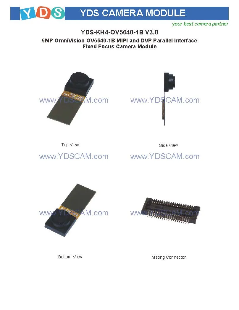 Yds-Kh4-Ov5640-1b V3.8 5MP Ov5640-1b Mipi and Dvp Parallel Interface Fixed Focus Camera Module