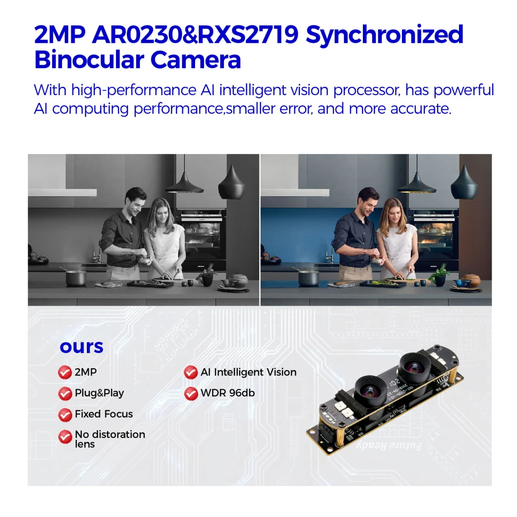 USB Wide Dynamic HD Face Recognition 2 MP Pixel Binocular Surveillance Camera Module Endoscope Module